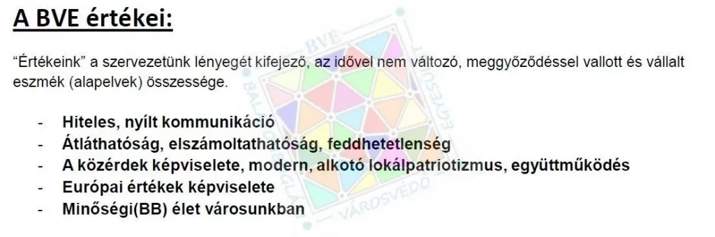 A BVE értékei