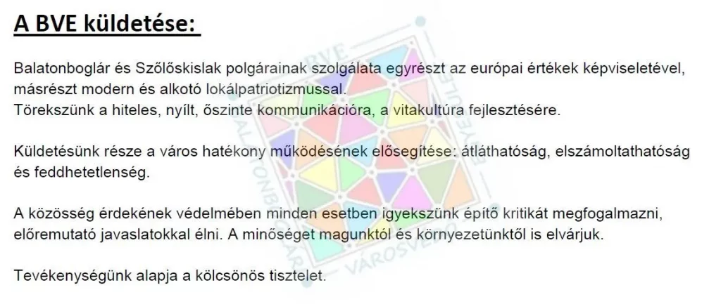 A BVE küldetésnyilatkozata